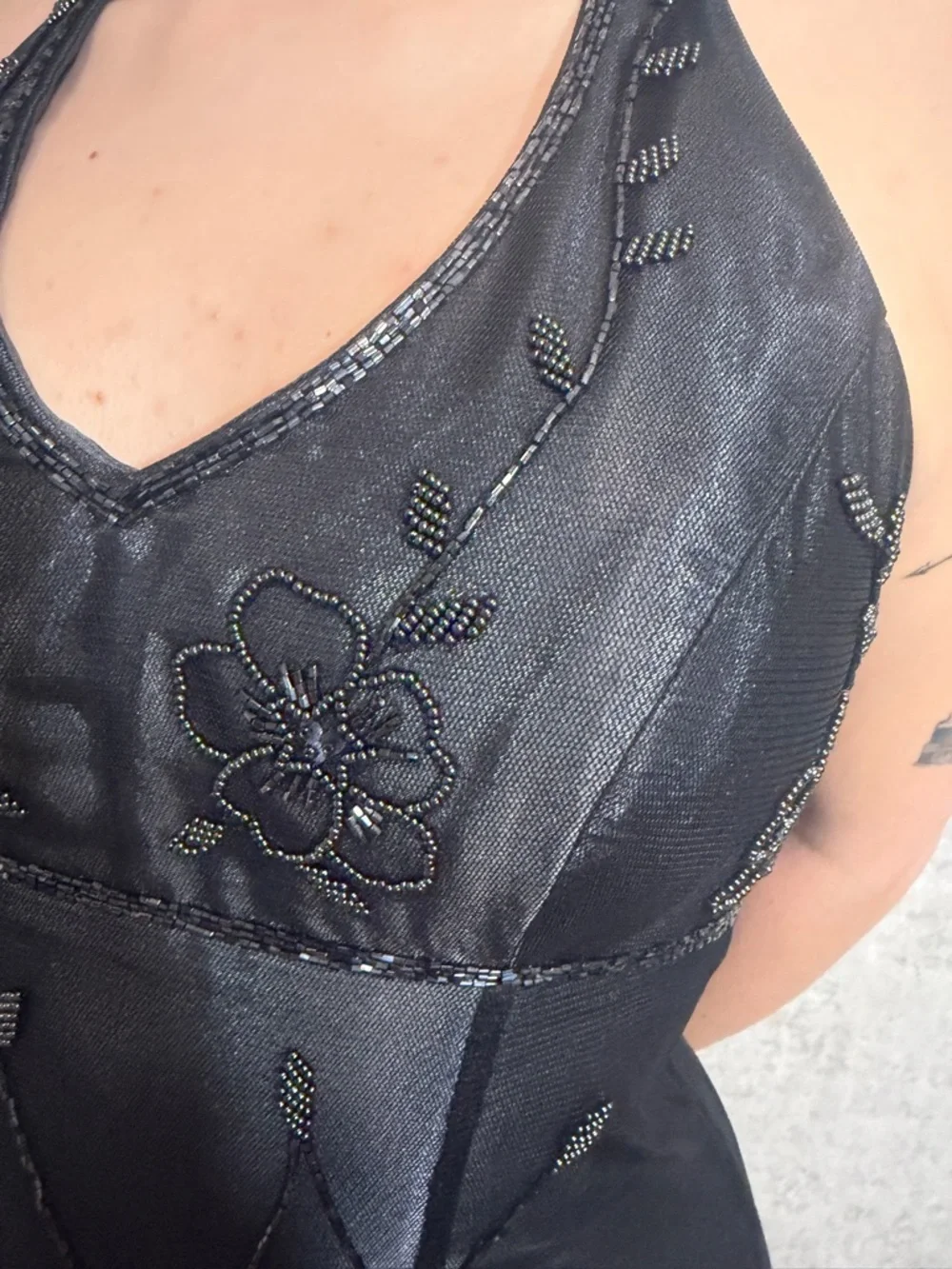 Vintage Cache Beaded Halter Neck Evening Dress with beaded details - Picture 8 of 11